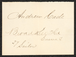 Civil War draft card for Andrew Cade in Broadkill Hundred, Sussex County, Delaware.