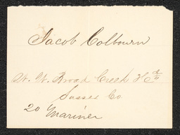 Civil War draft card for Jacob Colbourn in N.W. Broad Creek Hundred, Sussex County, Delaware.