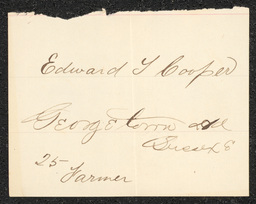 Civil War draft card for Edward T. Cooper in Georgetown Hundred, Sussex County, Delaware.