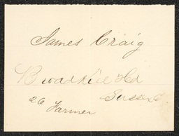 Civil War draft card for James Craig in Broadkill Hundred, Sussex County, Delaware.