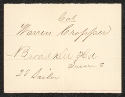 Civil War draft card for Warren Crupper in Broadkill Hundred, Sussex County, Delaware.