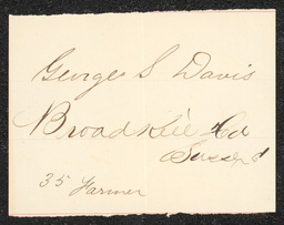 Civil War draft card for George S. Davis in Broadkill Hundred, Sussex County, Delaware.