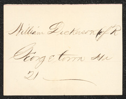 Civil War draft card for William Dickerson in Georgetown Hundred, Sussex County, Delaware.