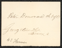 Civil War draft card for Peter Donovan Jr. in Georgetown Hundred, Sussex County, Delaware.