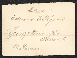 Civil War draft card for Edward Elligood in Georgetown Hundred, Sussex County, Delaware.