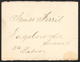 Civil War draft card for James Ferril in Dagsboro Hundred, Sussex County, Delaware.