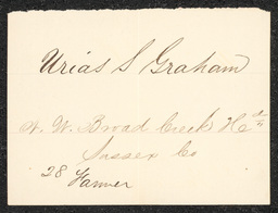 Civil War draft card for Urias S. Graham in N.W. Broad Creek Hundred, Sussex County, Delaware.