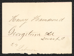 Civil War draft card for Henry Hammond in Georgetown Hundred, Sussex County, Delaware.