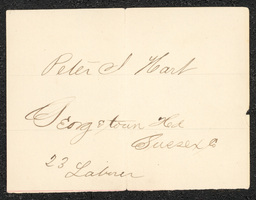 Civil War draft card for Peter J. Hart in Georgetown Hundred, Sussex County, Delaware.