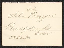 Civil War draft card for John Hazzard in Broadkill Hundred, Sussex County, Delaware.