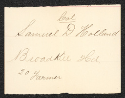 Civil War draft card for Samuel D. Holland in Broadkill Hundred, Sussex County, Delaware.