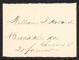 Civil War draft card for William T. Holland in Broadkill Hundred, Sussex County, Delaware.