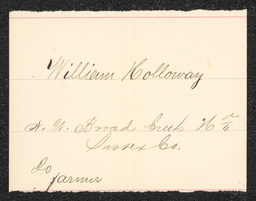 Civil War draft card for William Holloway in N.W. Broad Creek Hundred, Sussex County, Delaware.