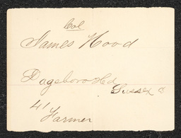 Civil War draft card for James Hood in Dagsboro Hundred, Sussex County, Delaware.