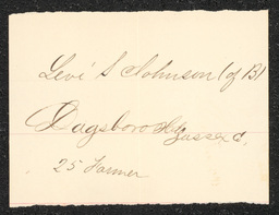 Civil War draft card for Levi S. Johnson in Dagsboro Hundred, Sussex County, Delaware.