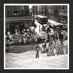 Rooftop view of Defense Day Parade along French and Market Sts. in Wilmington, Delaware