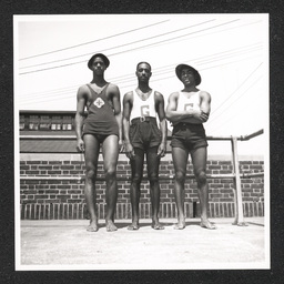 Kruse Pool 1325 Poplar St., three lifeguards, August 3, 1939