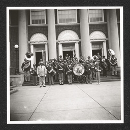 John A. Watts Lodge Band, members in front of Howard High School, 1940