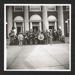 John A. Watts Lodge Band, members in front of Howard High School, 1940