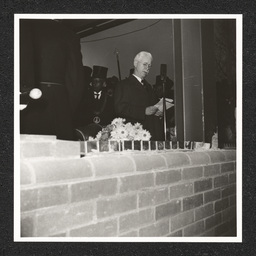 Walnut Street Christian Association, man at podium, November 19, 1939