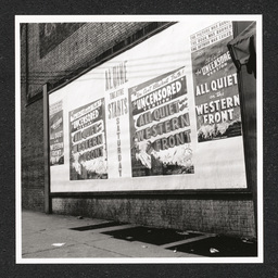 Aldine Theater, billboard advertising All Quiet on the Western Front, October 12, 1939