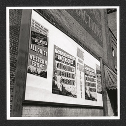 Aldine Theater, billboard advertising All Quiet on the Western Front, October 12, 1939