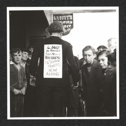 Aldine Theater 808 Market St., man advertises The Human Monster, June 1940