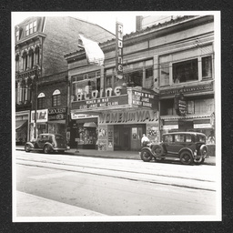 Aldine Theater, marquee advertises Women in War, June, 1940