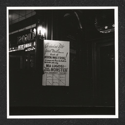 Aldine Theater, lobby poster advertises The Human Monster, June 1940