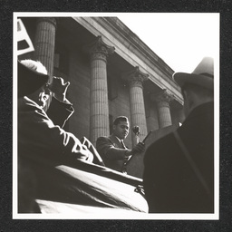 Wendell Willkie Campaign, Joe Louis at podium, October 31, 1940