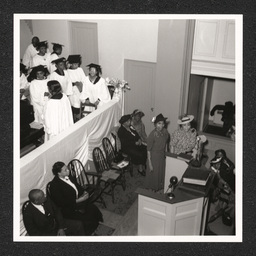 Bethel A.M.E Church Delaware Conference, two women near pulpit, 1939