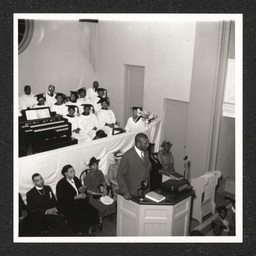 Bethel A.M.E Church Delaware Conference, man speaking from the pulpit, 1939