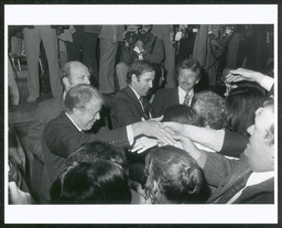 President Jimmy Carter and Senator Joe Biden shaking hands with crowd, n.d.