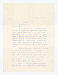 Letter to John M. Walker urging creation of segregated facility, March 10, 1913, part 1