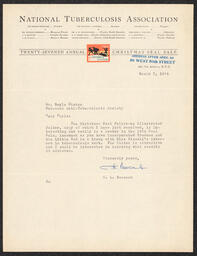 Letter from C.L. Newcomb to Doyle Hinton regarding a Christmas seal publicity document the Delaware Anti-Tuberculosis Society created and asking for results from it.