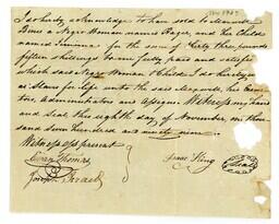 Bill of sale, Isaac King to M. Bines for Hagar, enslaved woman, and Jemima, her child,  November 8, 1799