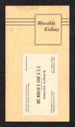 Advertisement booklet for a corset which is meant to fix "movable kidneys" and other ailments. A business card for Madeleine D. Grant is attached to the front.