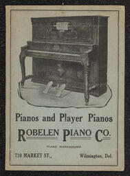 Robelen Piano Company Promotional Needlebook, 1910