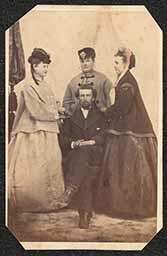 Carte de visite Women with Colored Hats and Sitting Man