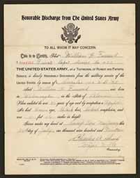 Certificate of honorable discharge, 1919