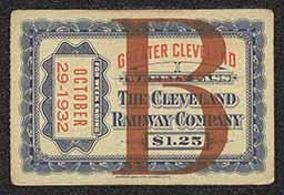 Streetcar pass, weekly fare, Cleveland Railway Company, October 29, 1932