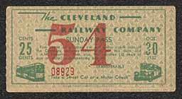 Streetcar pass, Sunday fare, Cleveland Railway Company, October 30, 1932