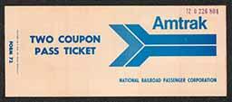 Two railway ticket coupons from Amtrak, 1974