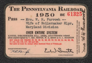 Rail passes, Pennsylvania Railroad, 1950-1965