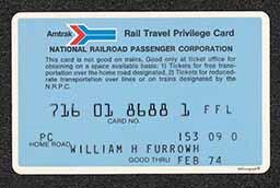 Rail passes, Amtrak, 1974