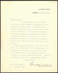 Letters, George R. Leighton to Emily Bissell, December 11-19, 1908
