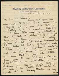 Letter, Elizabeth Sumner to Emily Bissell, November 26, 1922