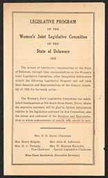 "Legislative Program of the Women's Joint Legislative Commitee of the State of Delaware," 1925