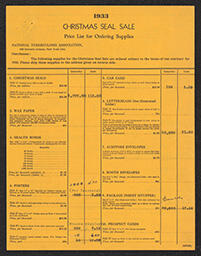 1933 Christmas Seal Sale Price List and Order Form, July 11, 1933