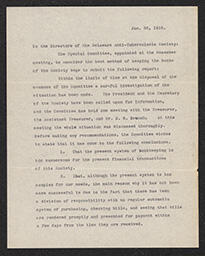Report to Directors of the Delaware Anti-Tuberculosis Society, January 20, 1912